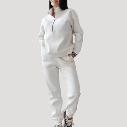 Rossella | Completo Donna Top Mezzo-Zip e Pantaloni Jogging Slim