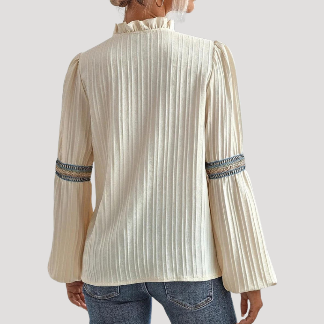 Justine | Blusa Donna Bohemien Ricamata Maniche Svasate