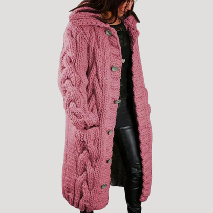Ines | Cardigan Donna con Cappuccio e Bottoni