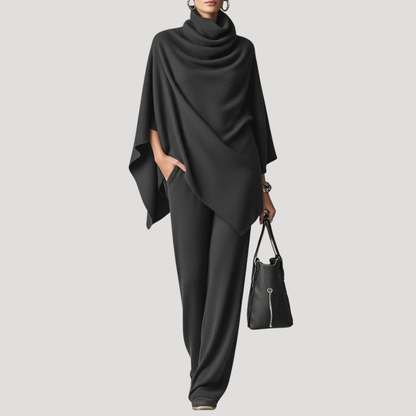 Ambra | Completo Donna Top in Maglia Collo Bénitier e Pantalone Largo