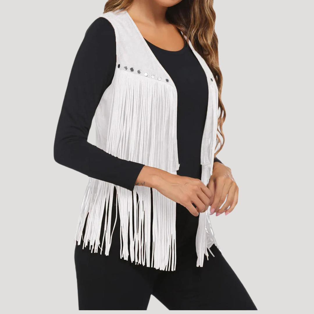 Gisele | Gilet Donna Aperto con Frange
