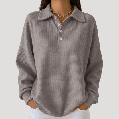 Chiara | Pull Donna Col Polo Maglia Goffrata Casual