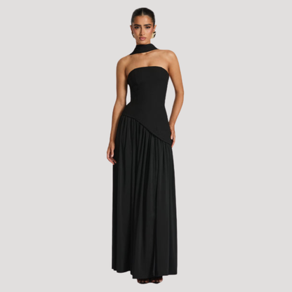 Renata | Abito lungo a bustier plissettato elegante da cerimonia
