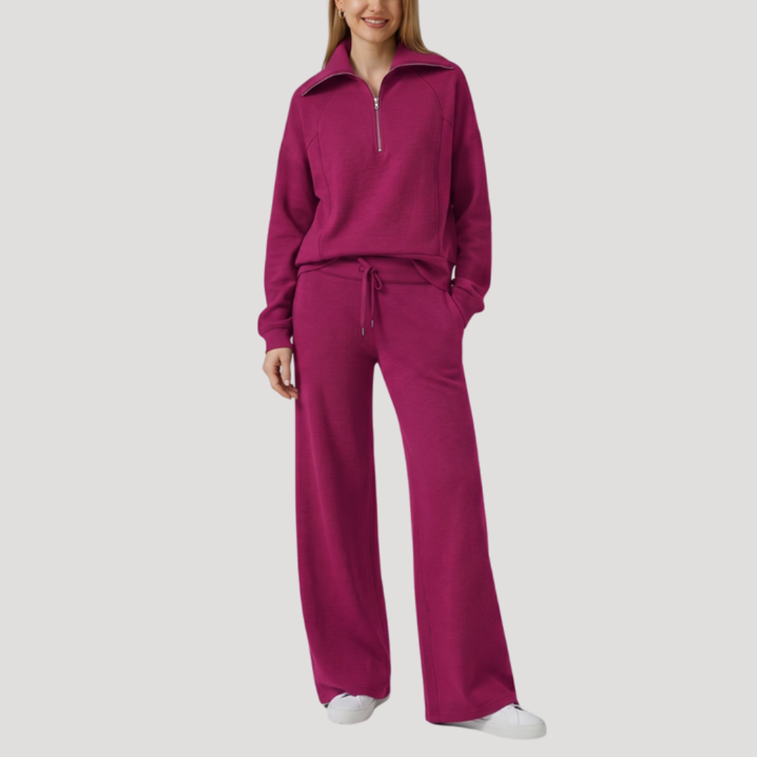 Maria Carmen | Completo Sportivo Donna Mezzo Zip con Pantaloni Larghi