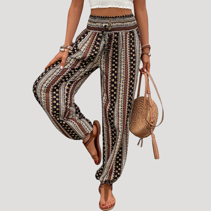 Carla | Pantaloni Donna Taglia Elastico Stampa Casual