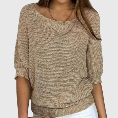 Leticia | Pull Donna Collo Barchetta Maglia Fine Casual