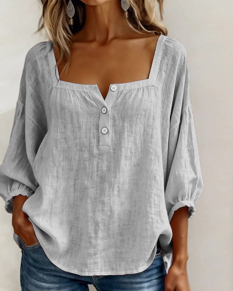 Isotta | Blusa scollo quadrato maniche a lanterna per donna