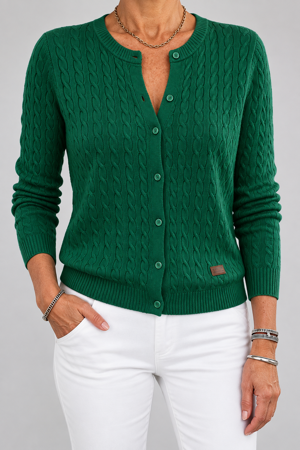 Giovanna | Cardigan in maglia a trecce con bottone singolo per Donna