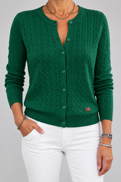 Giovanna | Cardigan in maglia a trecce con bottone singolo per Donna