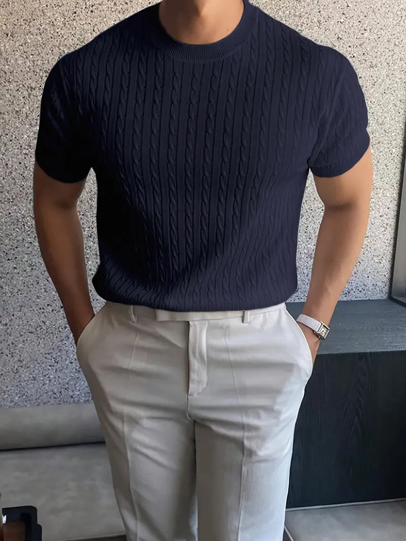 Nino | Maglia a manica corta con trecce girocollo da uomo