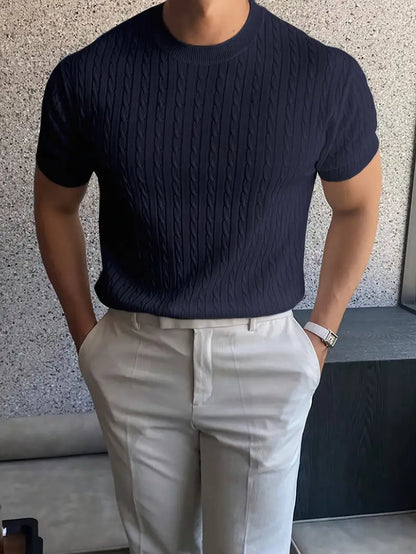 Nino | Maglia a manica corta con trecce girocollo da uomo