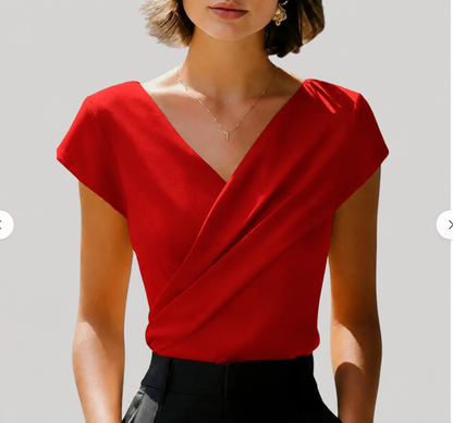 Lia | Blusa Cache-Cœur Donna Collo V Maniche Corte
