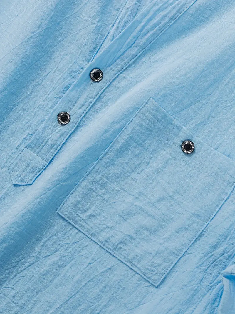 Giorgio | Camicia henley a maniche corte con taschino da uomo
