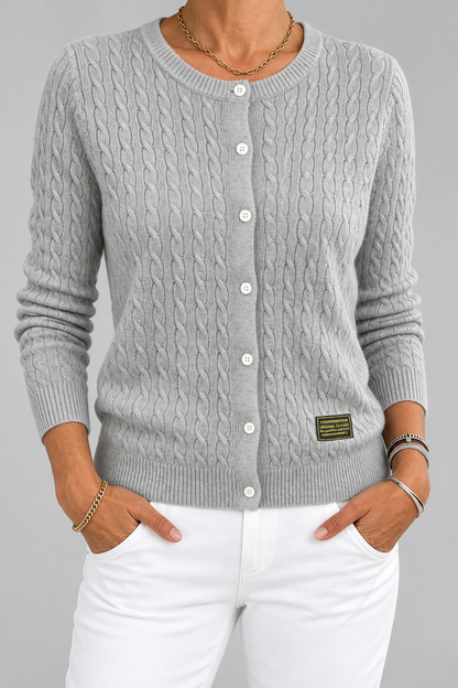 Giovanna | Cardigan in maglia a trecce con bottone singolo per Donna