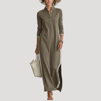 Ruth | Abito Lungo Donna Maniche Lunghe Spacco Casual