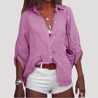 Nicolette | Blusa ampia in lino elegante con maniche lunghe