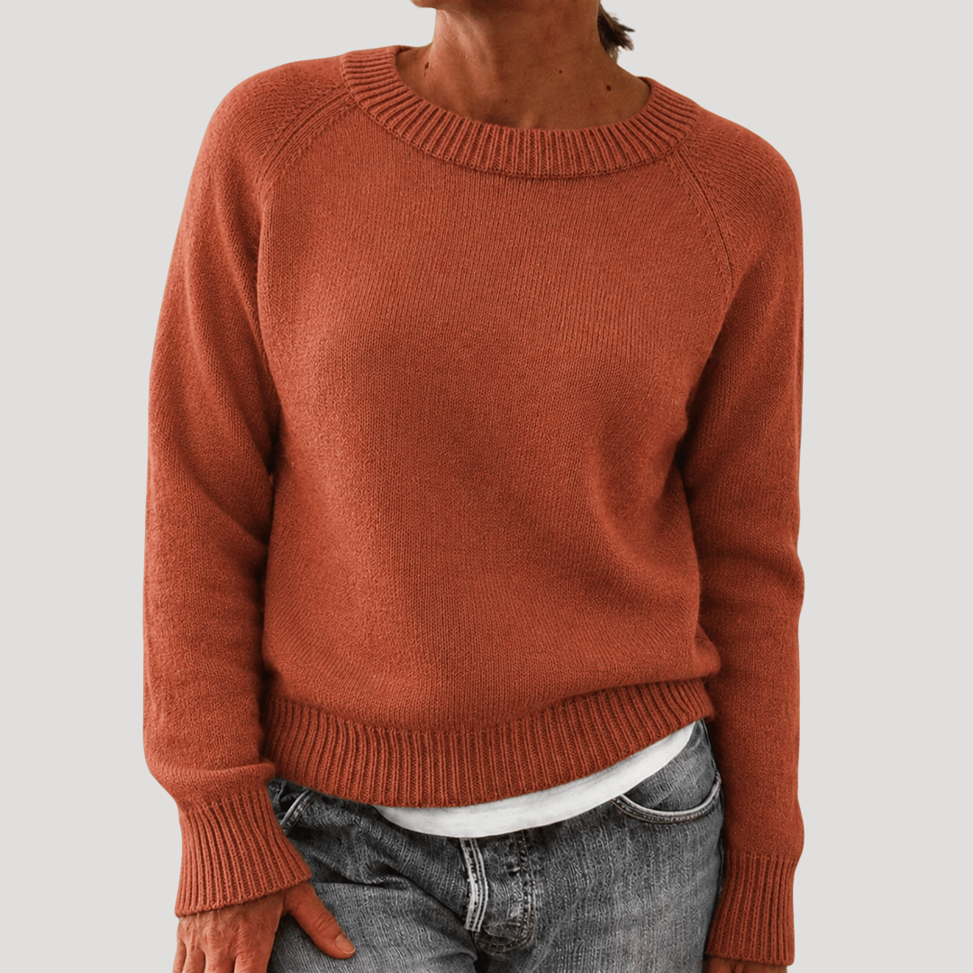 Monique | Maglione Donna Collo Rotondo con Finiture A Coste