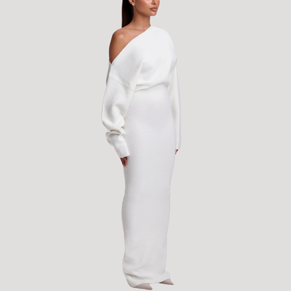 Nadine | Abito Lungo Donna in Maglia Spalle Scoperte