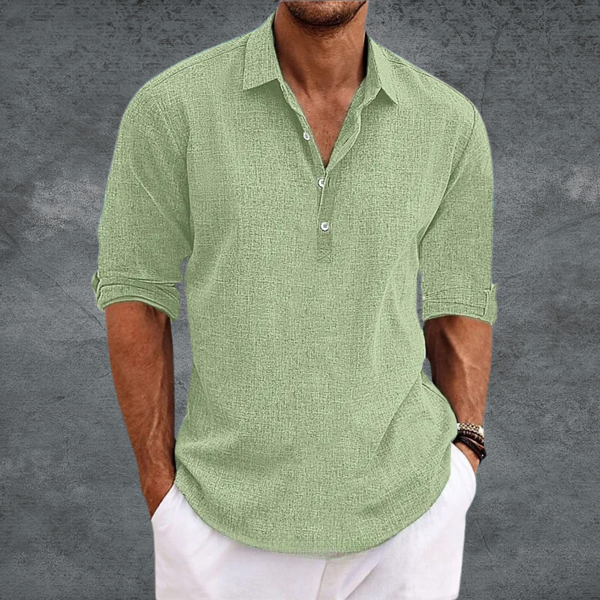 Lorenzo | Camicia henley a maniche lunghe con colletto da uomo