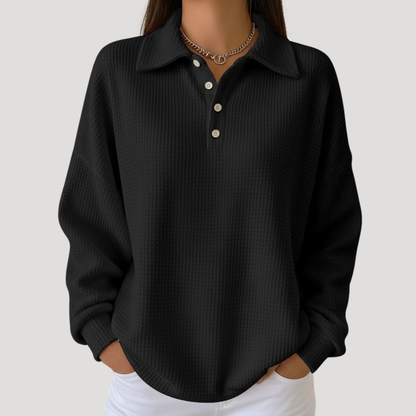 Chiara | Pull Donna Col Polo Maglia Goffrata Casual