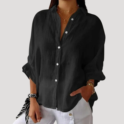 Benedetta | Camicia in lino fluido e ampio con maniche lunghe