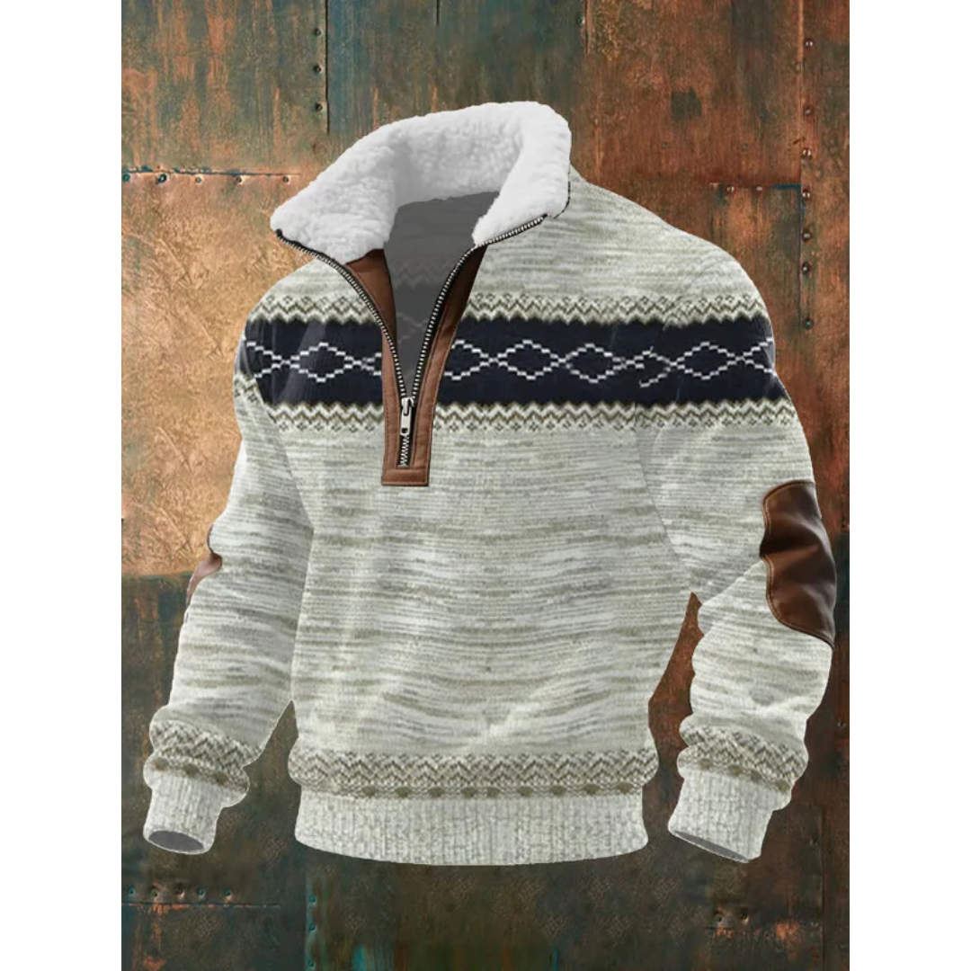 Paride | Maglione con collo alto, zip e collo in pile da uomo
