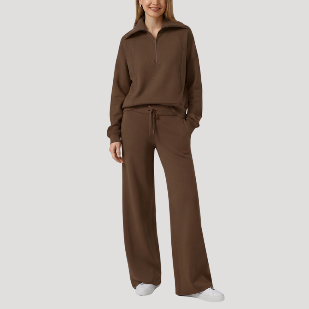 Maria Carmen | Completo Sportivo Donna Mezzo Zip con Pantaloni Larghi