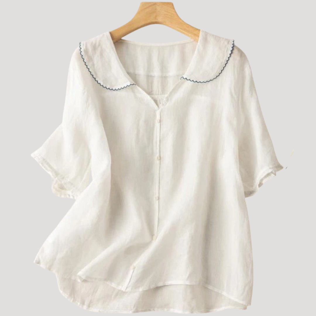 Odile | Blusa Donna in Lino Maniche Puffate Casual