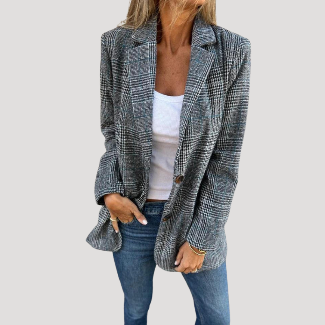 Ida | Blazer Femminile a Quadri con Collo Revers