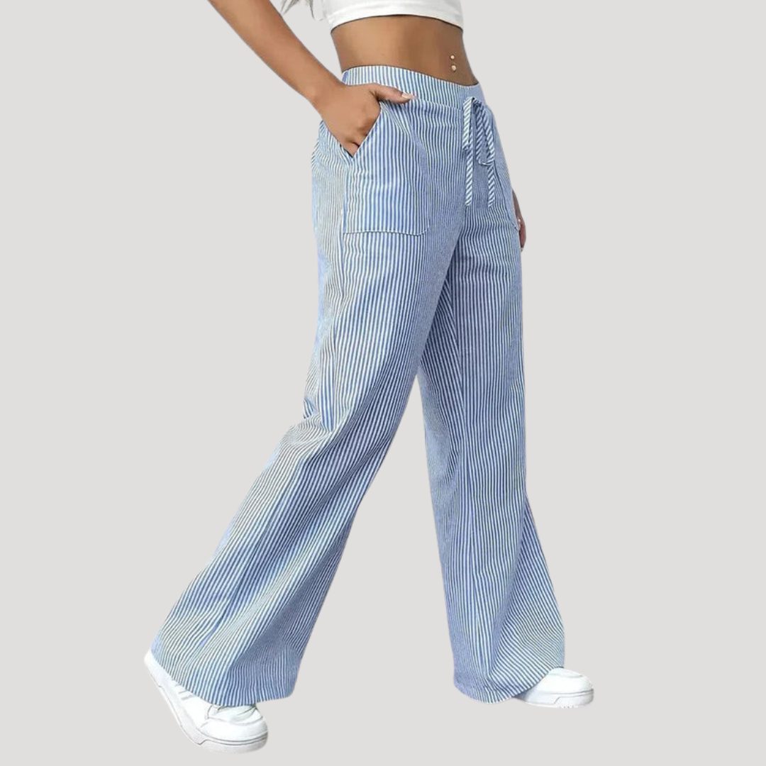 Ginevra | Pantaloni Donna Casual a Gamba Larga a Righe