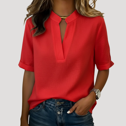 Blandine | Blusa Donna Chic Col V Maniche Corte