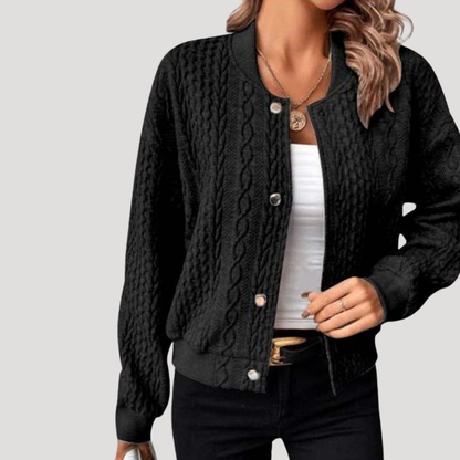 Tiziana | Cardigan Donna in Maglia Intrecciata con Bottoni