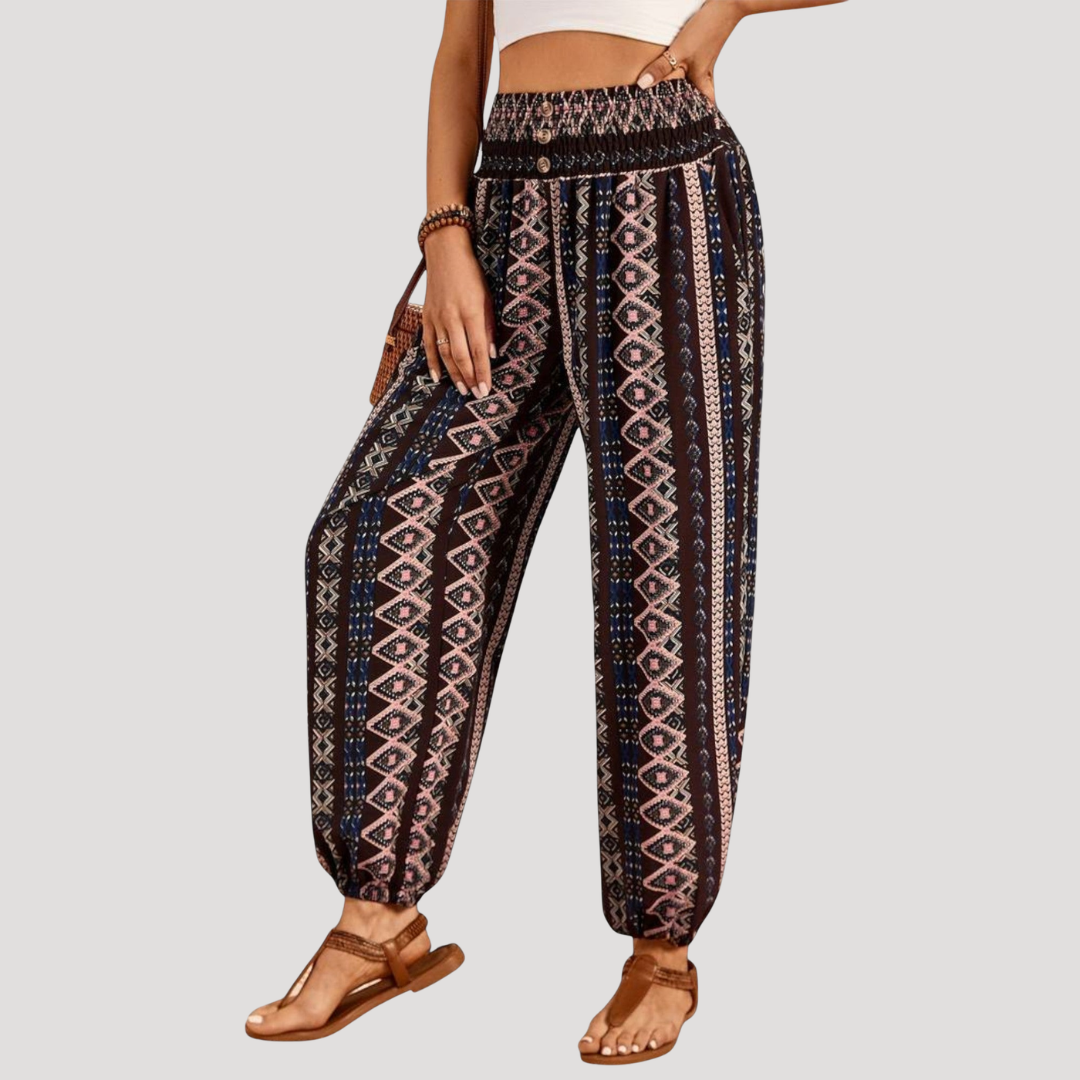 Carla | Pantaloni Donna Taglia Elastico Stampa Casual