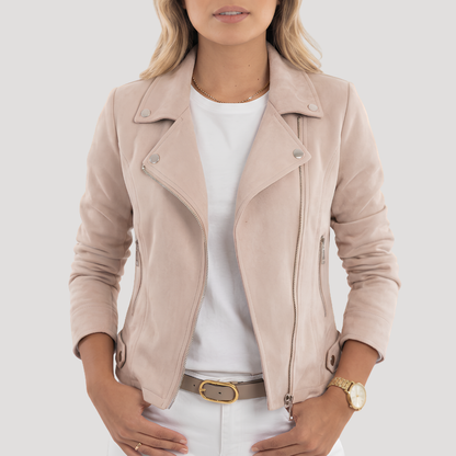 Marta | Giacca Biker Donna con Chiusura Zippata Asimmetrica