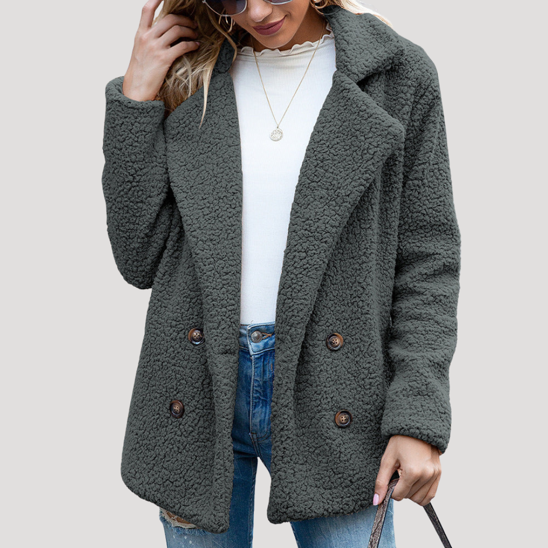 Tina | Cappotto Teddy Donna Testurizzato con Collo Revers