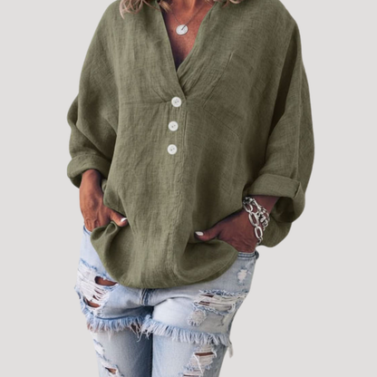 Arianna | Blusa Donna Fluida con Dettaglio Bottone