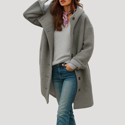 Alessandra | Cappotto con Cappuccio Donna Bottonato Confortevole