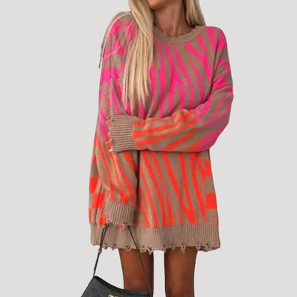 Gioia | Pull Long Femme à Motifs Décontracté