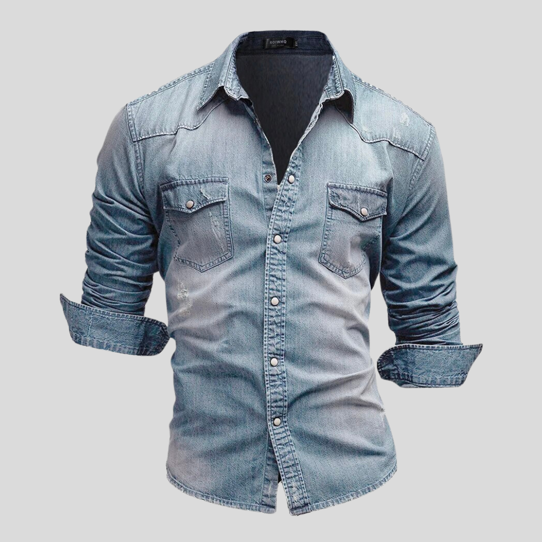 Emanuele | Camicia effetto denim con tasche e bottoni a pressione da uomo