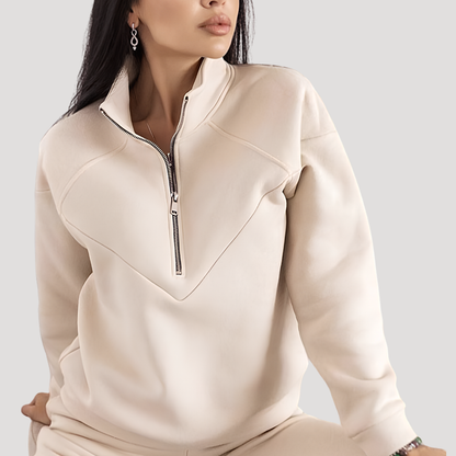 Rossella | Completo Donna Top Mezzo-Zip e Pantaloni Jogging Slim