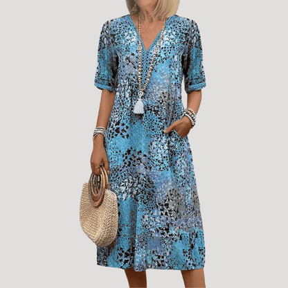 Victoria | Abito midi floreale bohémien elegante