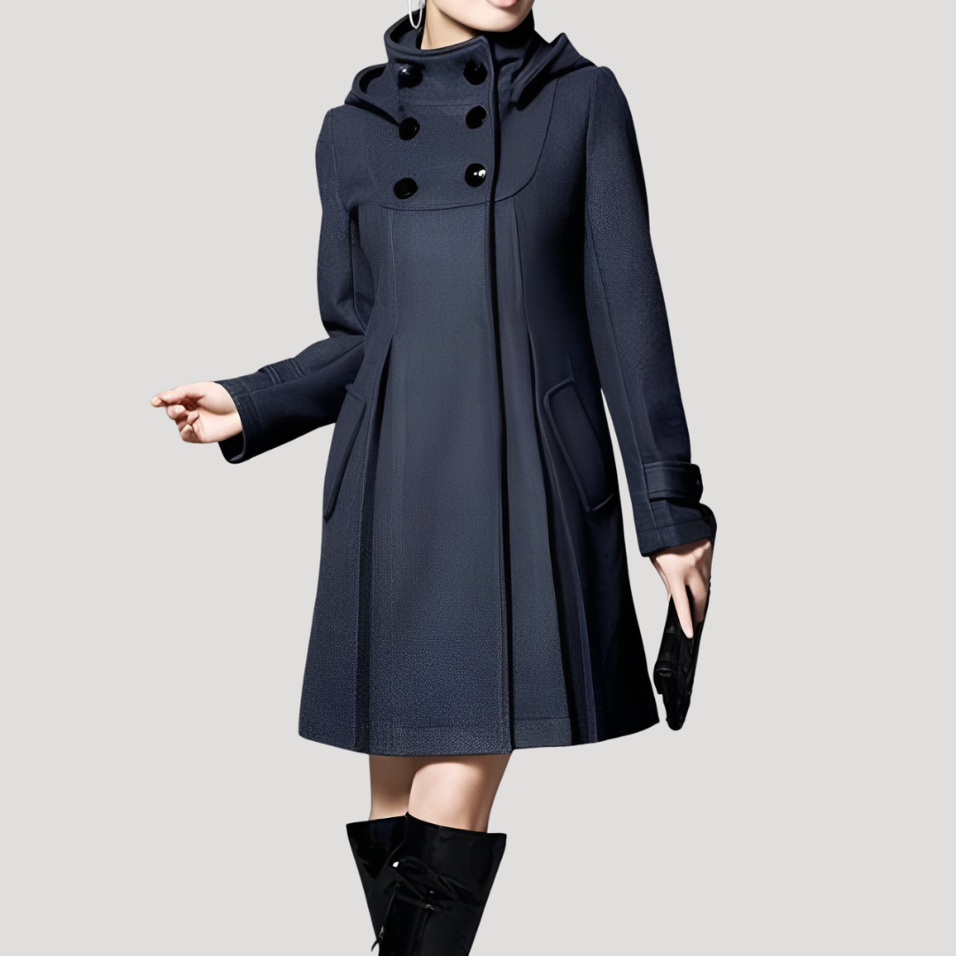 Sarah | Cappotto Donna Svasato con Cappuccio e Bottoni