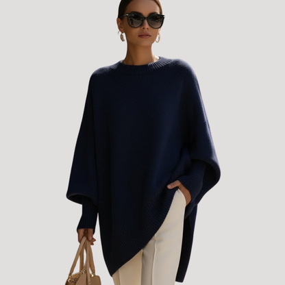 Genevieve | Poncho Donna Asimmetrico Collo Rotondo Elegante