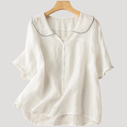 Maria Pia | Blusa Donna in Lino Maniche Puffate Casual