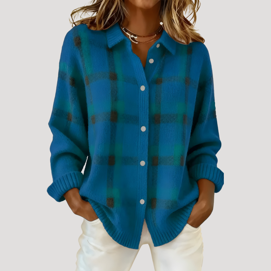 Daniela | Cardigan Donna in Maglia a Quadri Taglio Ampio