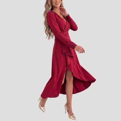 Irene | Robe Midi Cache-Cœur Femme Col V