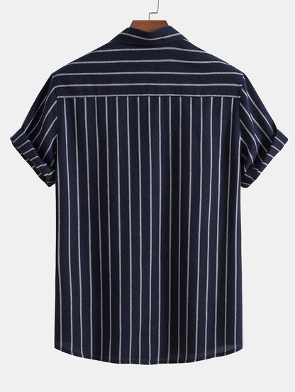 Attilio | Completo camicia a righe e pantaloni a maniche corte da uomo