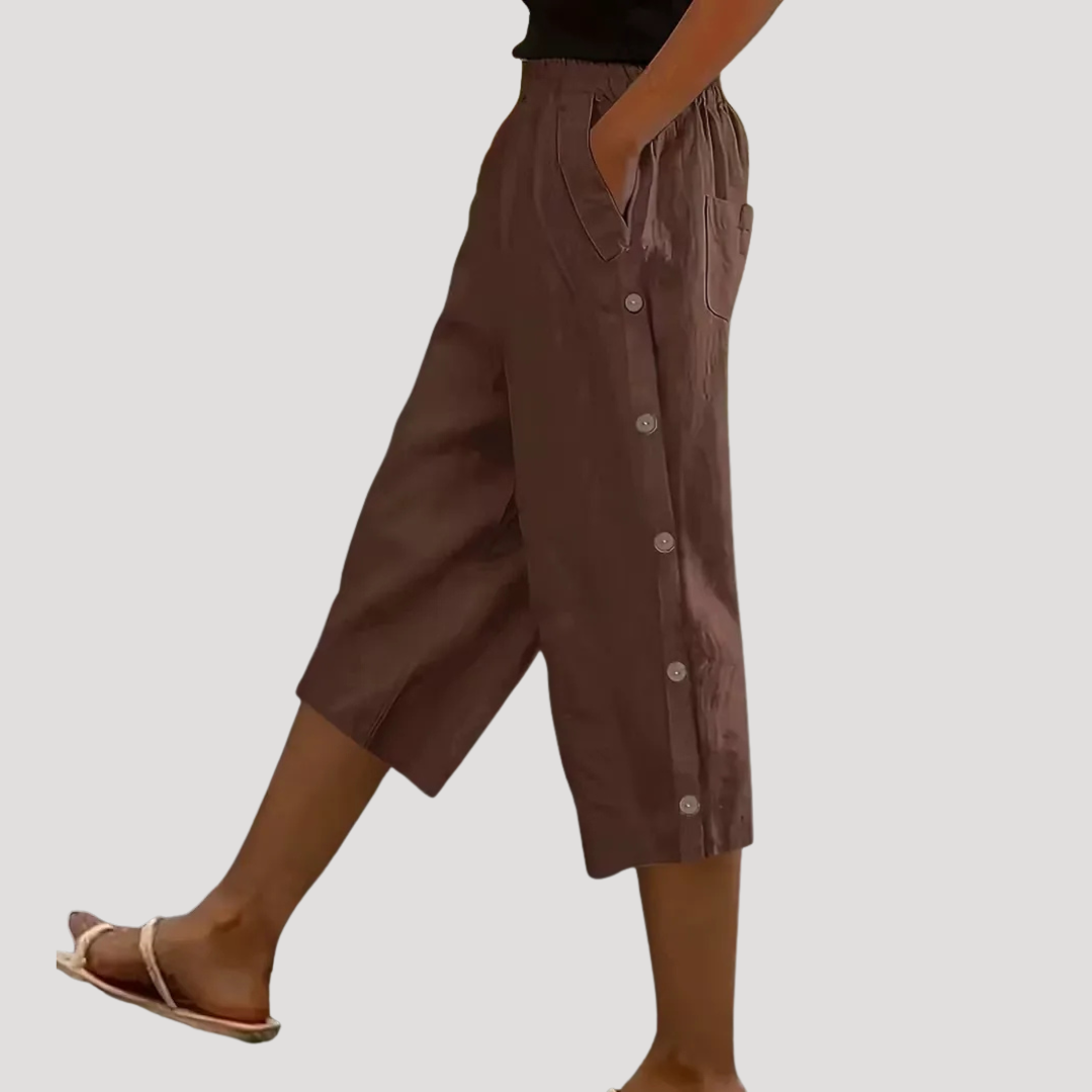Naomi | Pantaloni donna leggeri e fluidi a gamba larga estate midi