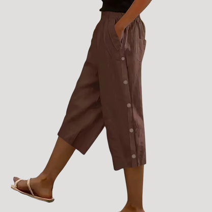 Naomi | Pantaloni donna leggeri e fluidi a gamba larga estate midi