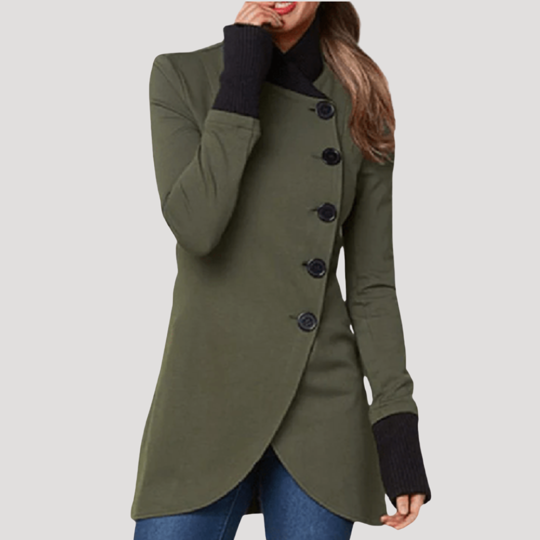 Ava | Cappotto Donna con Bottone Asimmetrico